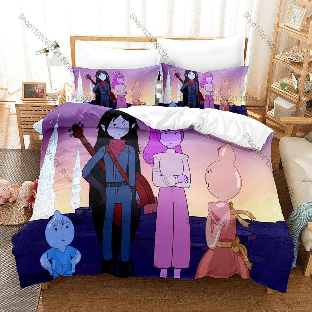 Marceline and Princess Bubblegum 3PCS Bedding Set, Duvet Cover + 2 Pillowcases, Cartoon Print Soft Microfiber for Fans