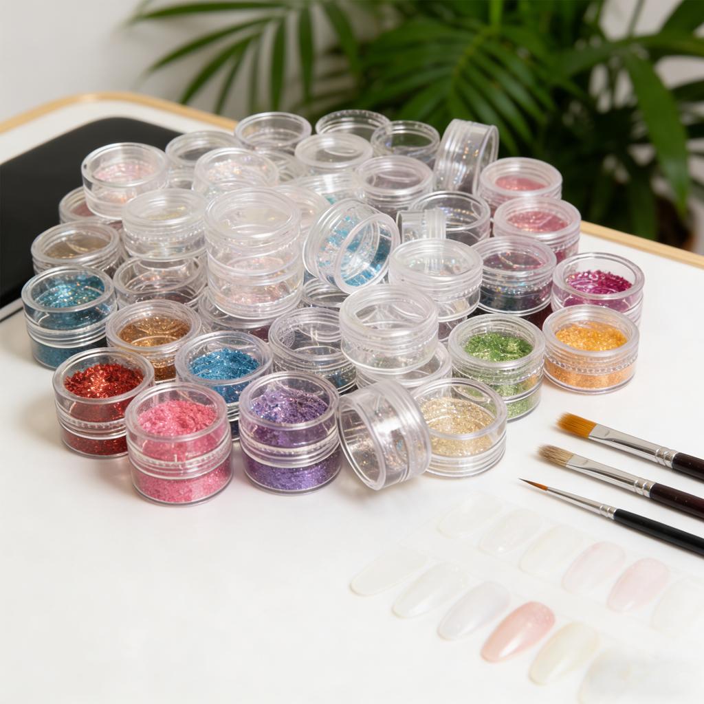50Pcs/set Transparent Plastic Jewelry Bead Storage Box Small Bottom Round Container Jars Make Up Organizer Storage Boxes