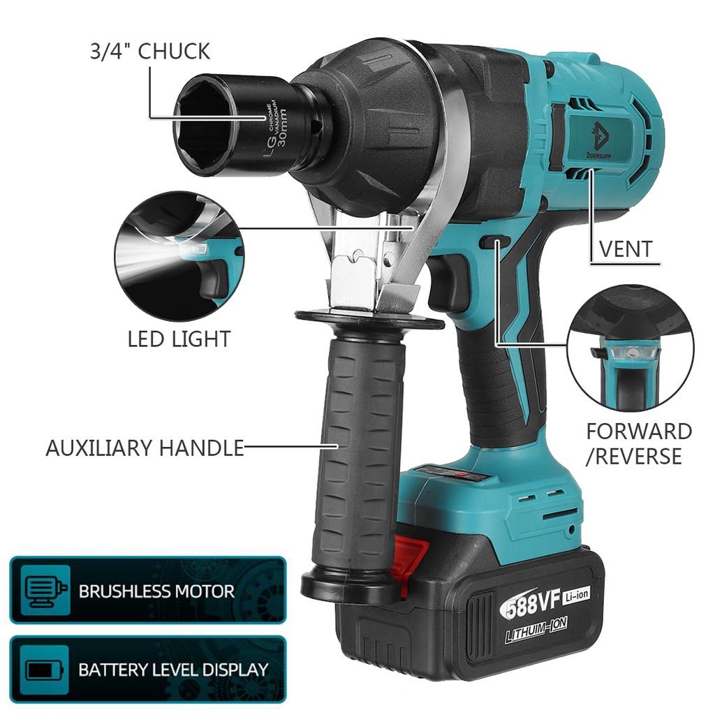 3/4 Inch 2380N.M High Torque Brushless Electric Impact Wrench 2380N.m Socket Wrench Cordless Driver Tool