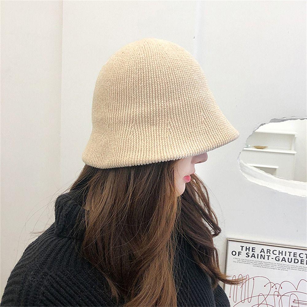 Thickened Bucket Hat Knitted Fisherman Hat Fashion Ear Protection Autumn Winter