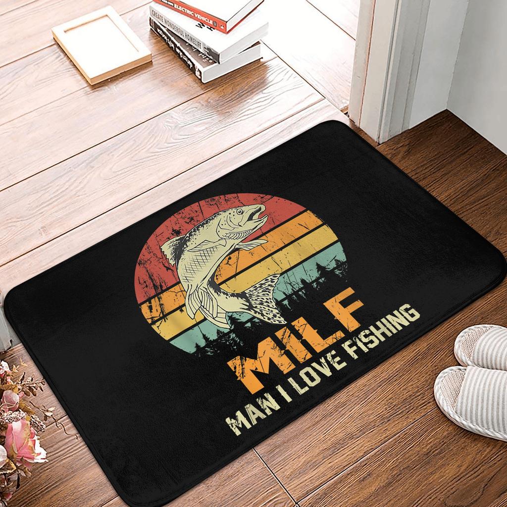 Fishinger Carp Fish Fisherman Front Door Floor Entrance Mats Outdoor  Bath Kitchen Doormat Garden Carpet Rug