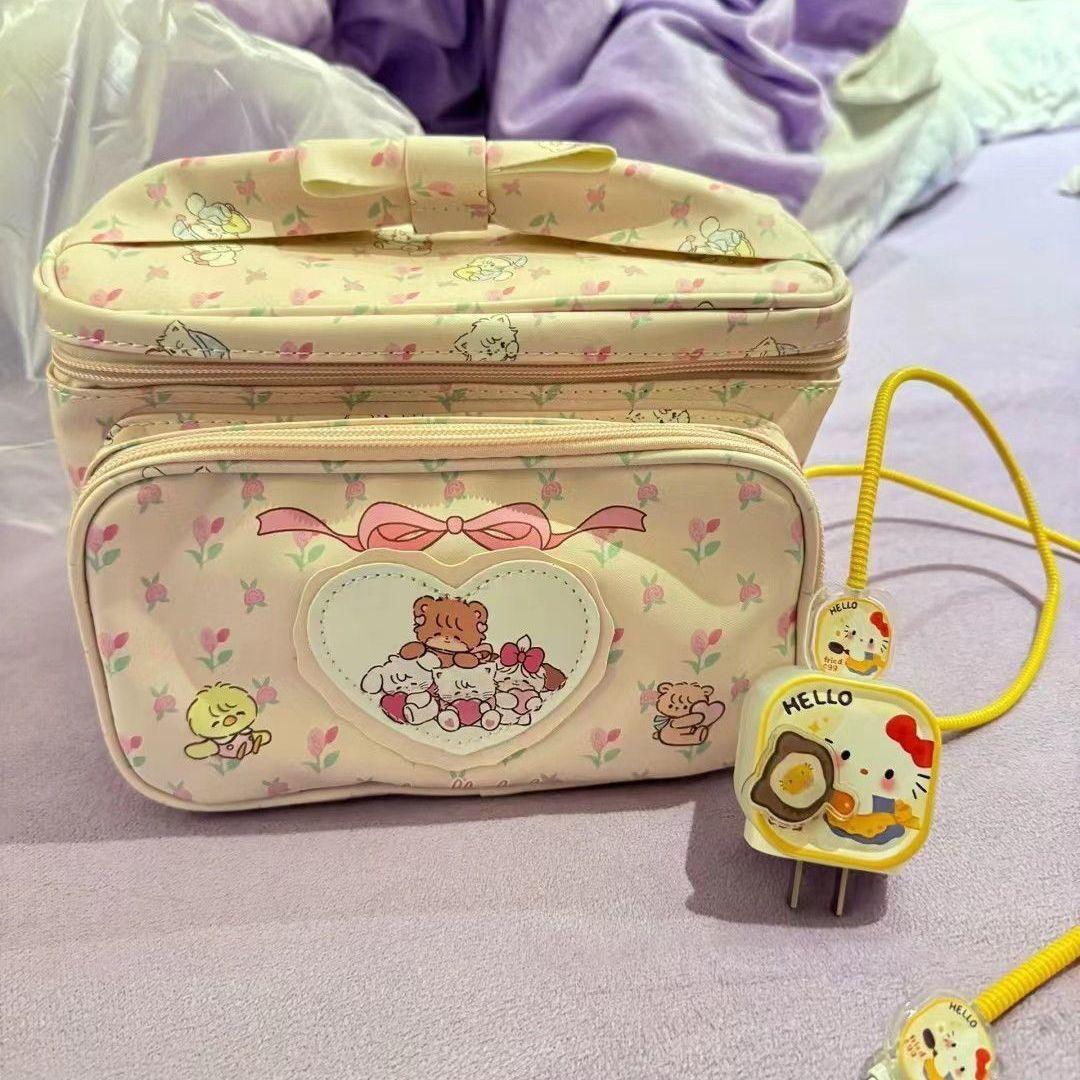 

Косметичка 2025 новая совместная большая вместимость милое животное хранение квадратная сумка жёлтый