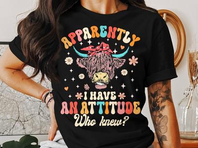 Highland Cow T-Shirt: Funny Attitude Tee, Retro Western Style