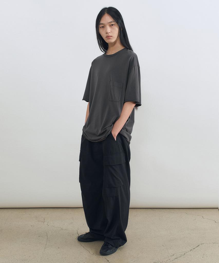 INSILENCE Oversized Cutoff Pocket T-Shirt Charcoal