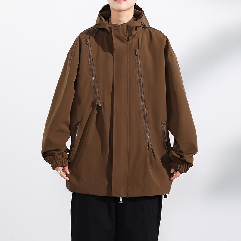 Teenagers Spring and Autumn Thin Jacket Men Casual Couple Loose Hooded Windbreaker Jacket Men Windbreaker Mountaineering Suit