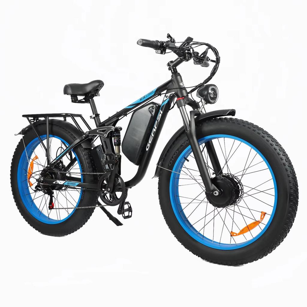 2026 E-Bike BLJ DP-2603 3000W Dualmotor 52V 32AH Batterie, Stoßdämpfung vorne und hinten, 26-Zoll-Winterreifen, E-Bike für Erwachsene.