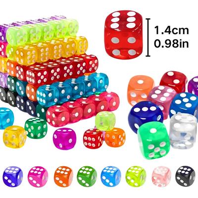 10/50pcs 14mm Random Color Dice Set, Math Teaching, Family Game Nights, Parties & Casino Games YMY