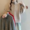 Oversized Womens Knit Sweater Winter Korean High Neck Rolled Edge Thick Warm Pullover Plus Size