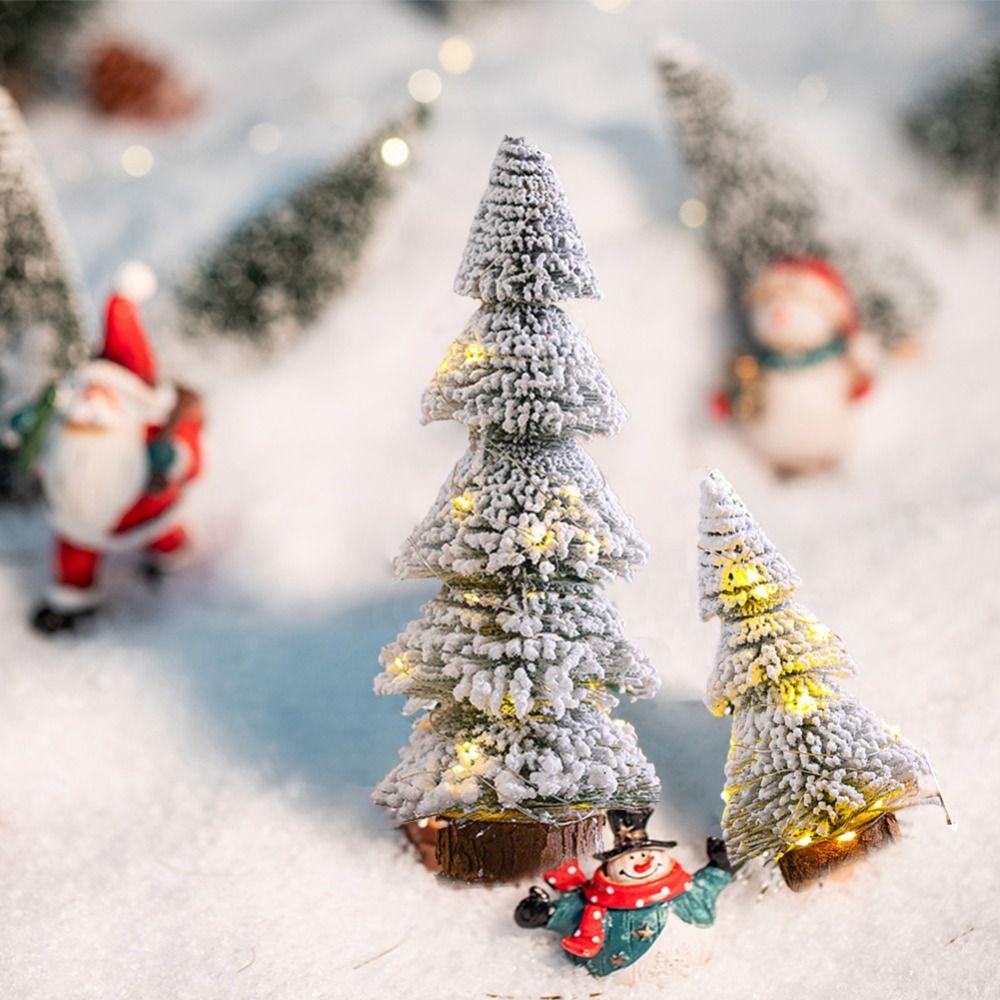 Tower Shaped Flocked Cedar Tree Stable Mini Christmas Tree Mini Snow Pine Tree  Hotel