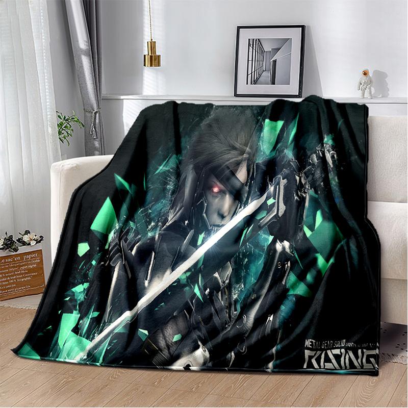 HD Metal Gear Solid Spel Gamer Tecknad 3D Filt, Mjuk Pläd för Hem Sovrum Säng Soffa Picknick Resa Täckfilt Barn