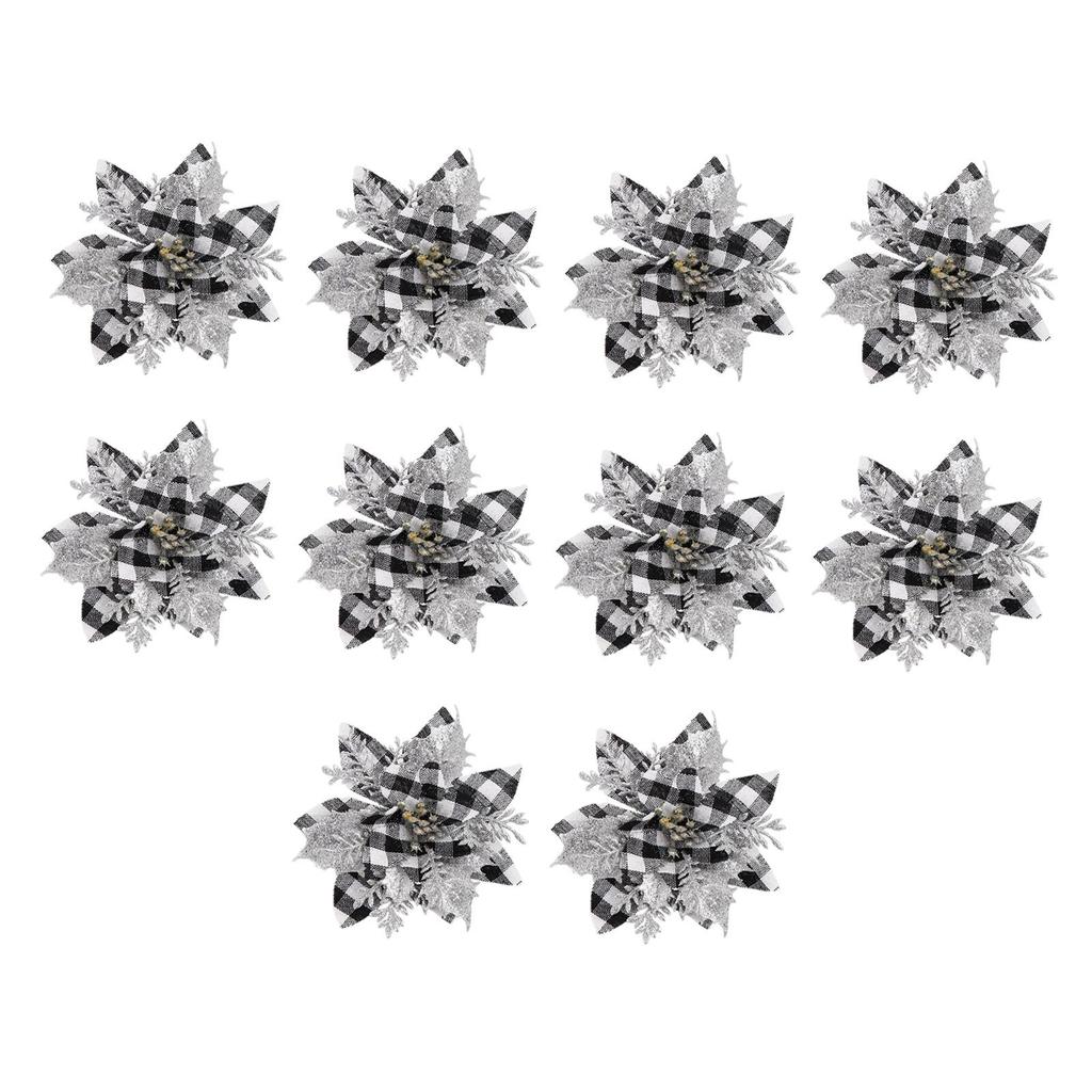 10x Christmas Poinsettia 14.5cm Ornaments Xmas Artificial Flowers for Wreath New