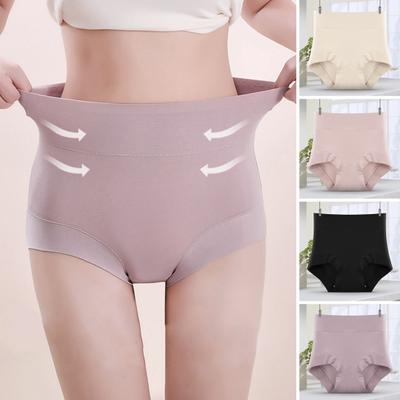 Chiloți pentru femei cu talie înaltă pentru controlul burticii, fără sudură, de culoare uni, elastic, respirabil, cu ridicare la fund, slip antiseptic pentru damă