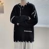 Trendy Irregular Hem Ripped Sweater - Autumn & Winter Loose Knit Pullover for Men