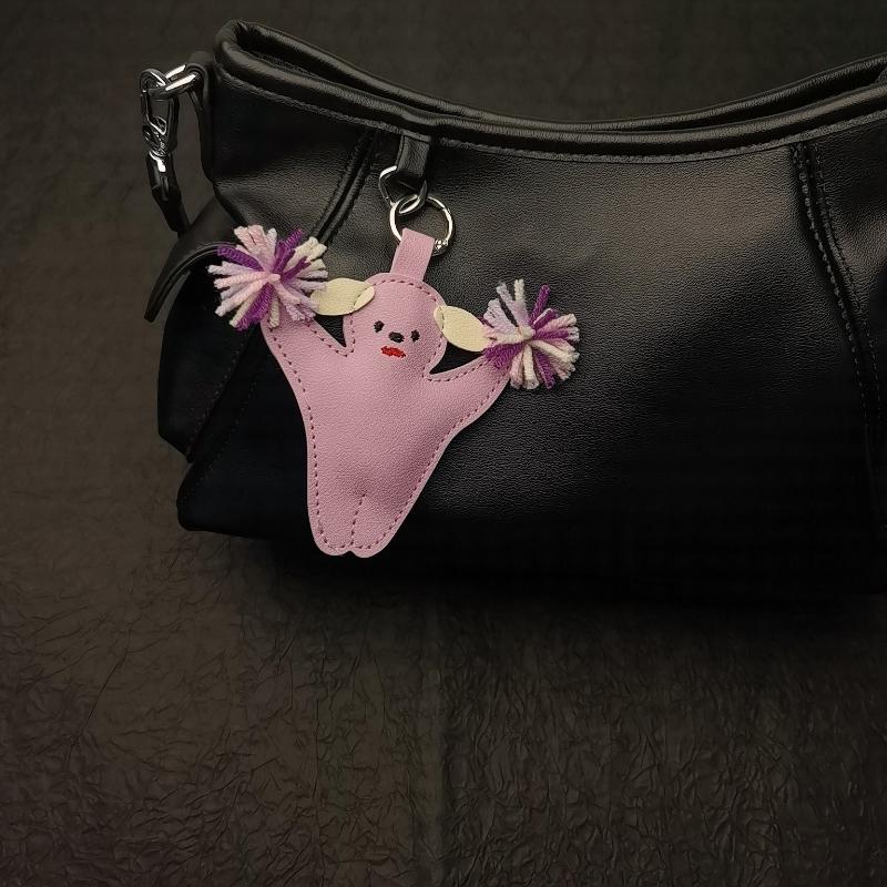 Leather Rabbit Car Keyring Bag Pendant Handmade Charm Personalized Trendy Girl Gift Bag Accessories