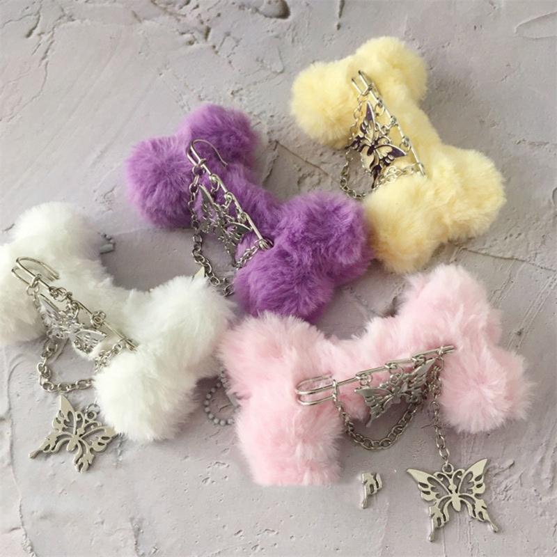 Plush Bone Butterfly Keyring Cute Plush Accessory User Friendly Material Compact Size Ideal For Backpack Keys Charm