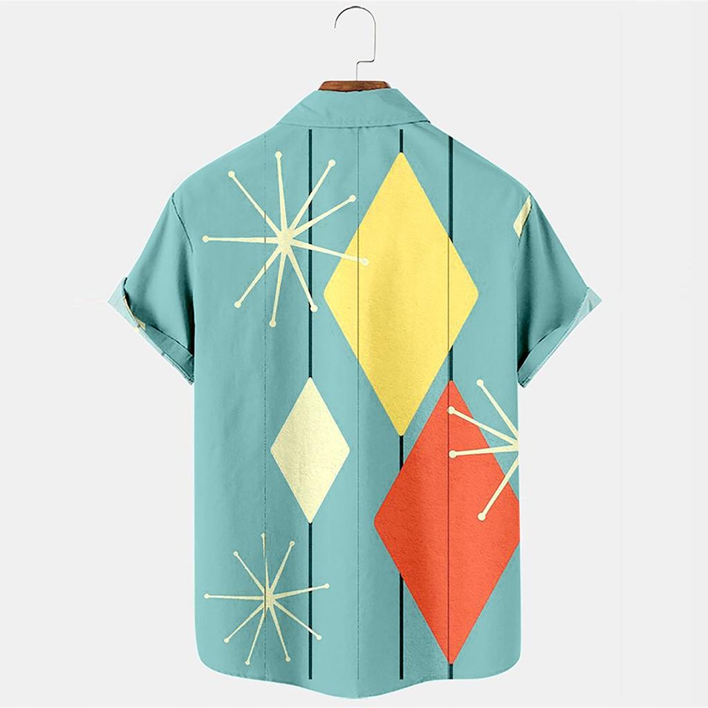 Men's Fashion Loose Top Creative Elements 3d Digital Print Short Sleeve Shirt