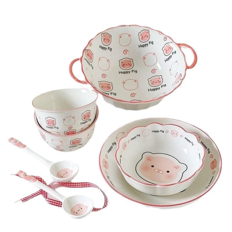 Abay Ceramic Handled Rice Bowl Set
