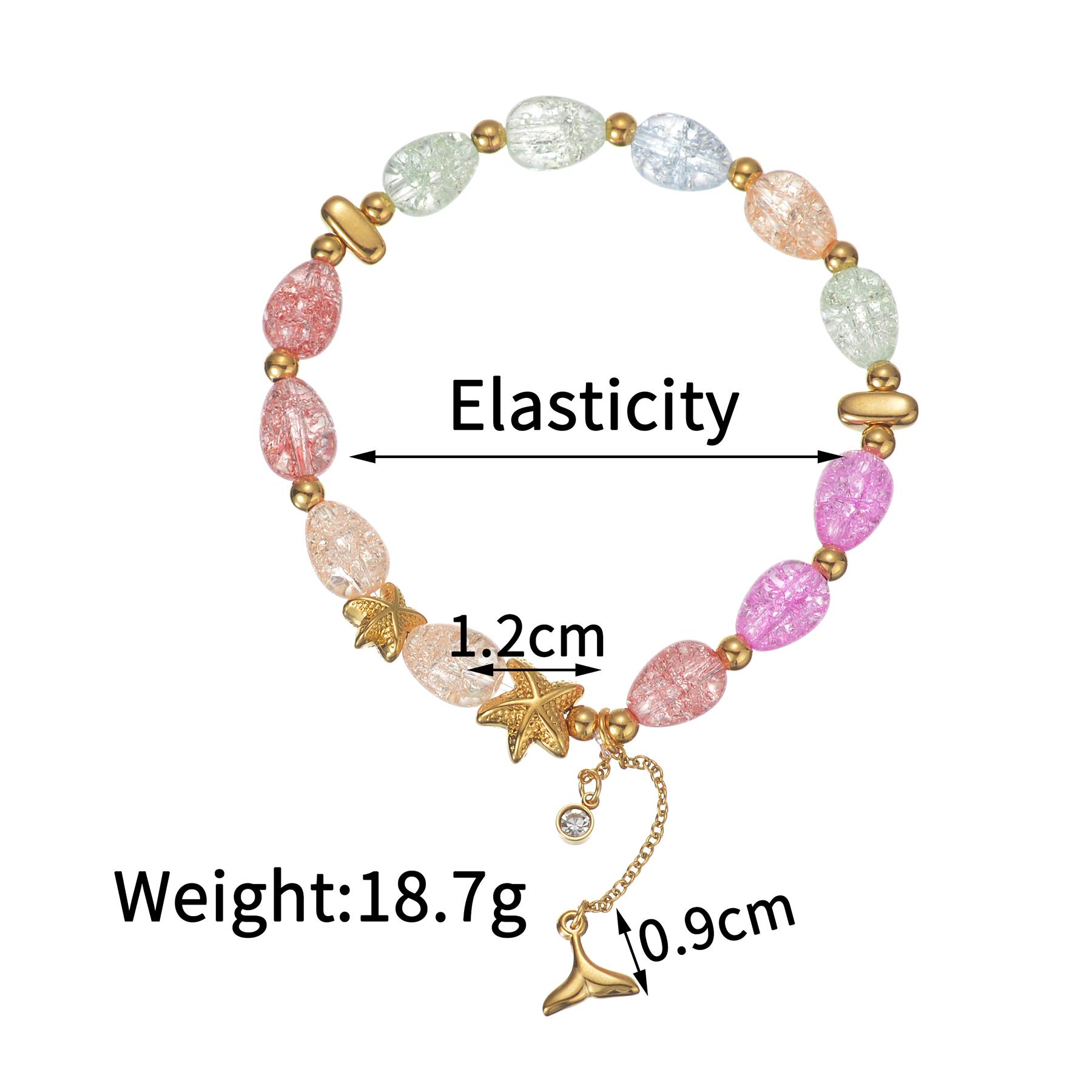 

Atoztide New Fashion Colorful Beaded Bracelet for Women Stainless Steel Candy Color Starfish Heart Charm Bracelet Jewelry Gift
