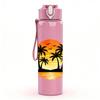 1PC Palm Tree Sunset Tropical Scenery Print 750ml Color Plastic Sports Water Bottle Leakproof Flip Straw Lid Suitable for Sports Office Home Use