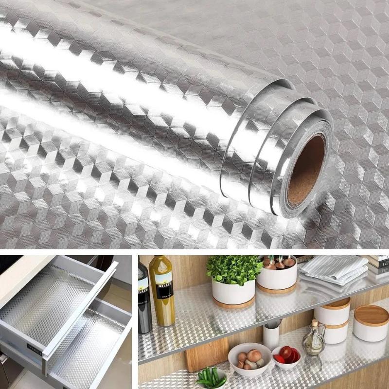 2/5/10 Meters 3D Aluminum Foil Adhesive Paper Roll Waterproof Protection For Kitchen And Stove