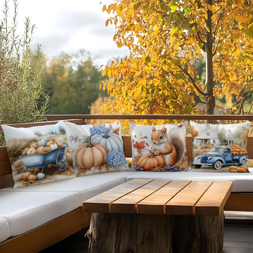 Vintage Autumn Pumpkin Pillowcase Printed Polyester 45X45Cm Throw Pillowcover Decorative Sofa Cushion Pillowslip Home Decor
