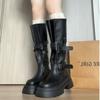 Maillard platform belt buckle boots women's 2025 new autumn and winter retro height increase but knee high knight boots