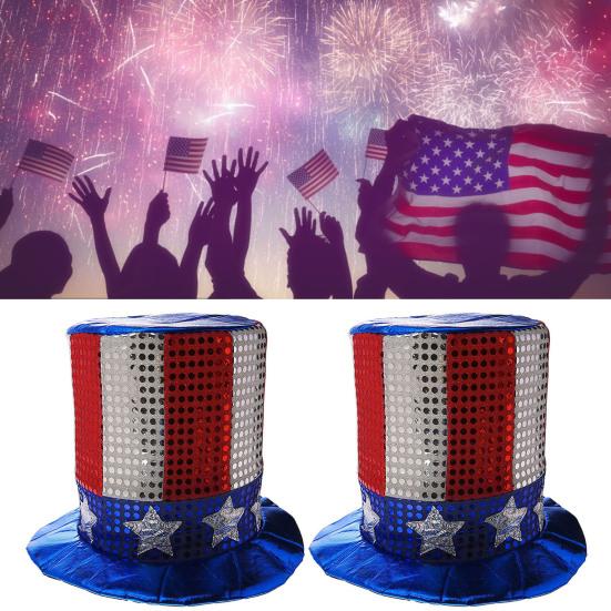 Patriotic Hat Novelty Interesting Comfortable To Wear Reusable Ornamental Dress Up Portable Uncle Sam Top Hat Party Accessory Parade Accessory