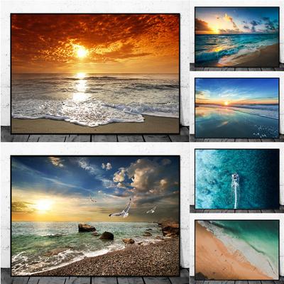 Moderne einfache Landschaft Poster Druck Leinwand Malerei Sonnenuntergang Strand Seascape Wand Kunst Bilder für Wohnzimmer Schlafzimmer Dekoration