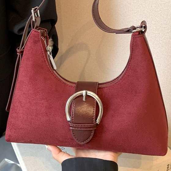 Women's Retro Suede Crossbody Bag - Versatile Autumn/Winter 2025 Single Shoulder Underarm Style