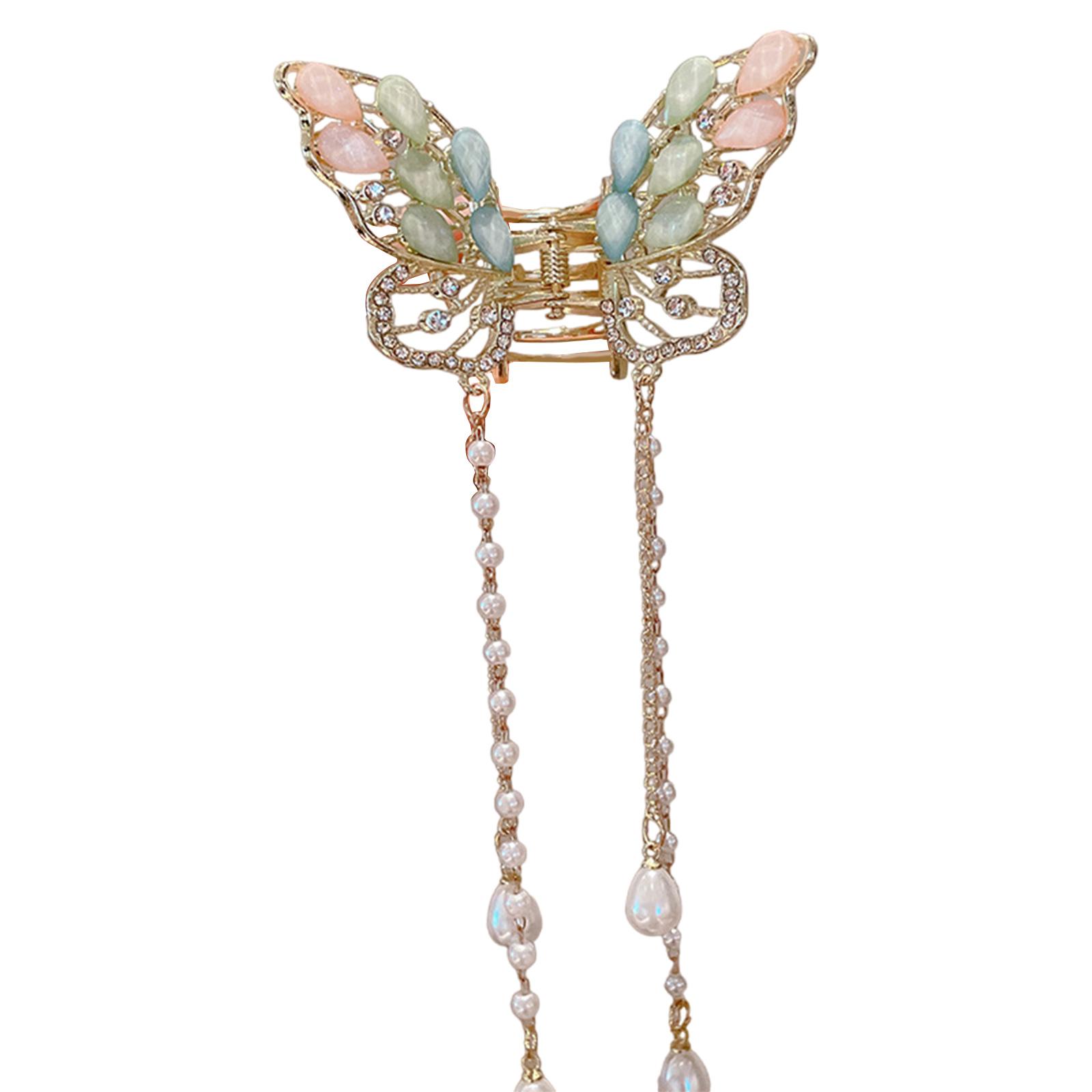 

Элегантная заколка для волос с кисточками-бабочками, зажим для волос-бабочка, многофункциональный аксессуар для прически для свадеб и вечеринок B