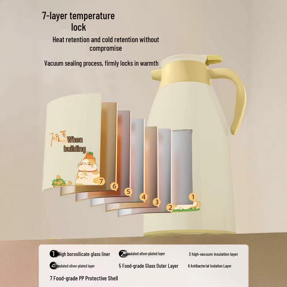 2026 Large Capacity Glass Thermos Flask: Ideal for Students and Dorms, Keeps Water Hot