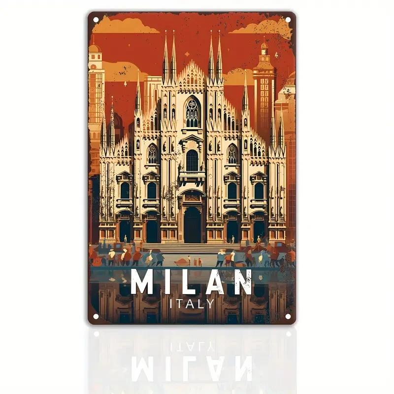 Vintage Metal Sign Travel Round The World FRANCISCO,LOUVR,MILAN,Poster,Home,Bar,Room,Hotel,Cafe,Club Retro Wall Decor Plate Gift