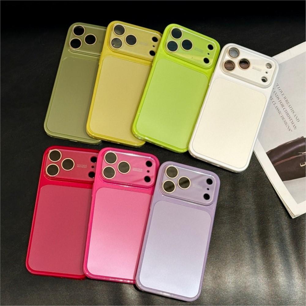 AG Matte Crystal Large Window Glass Case For iPhone 17 16 15 14 13 Pro Max Plus Shockproof Plating Glossy Bright Armor Cover