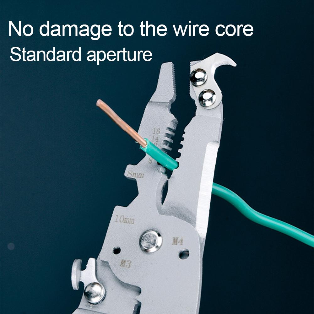 Foldable Crimper Peeler Pliers Electrician Wire Cable Cutter Wire Stripper Tool Multi-Purpose Press Stripper Crimping Plier Blue