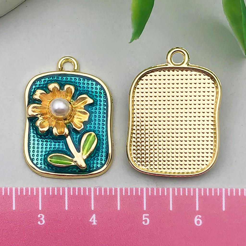 French Retro Enamel Flower Pendant: Light Luxury DIY Necklace & Hair Accessory