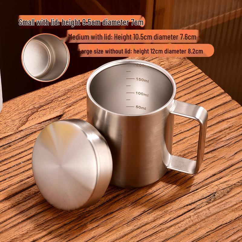 304 Stainless Steel Double-Layer Insulated Mug for Coffee, Tea, and Water - Ideal for Students and Kids