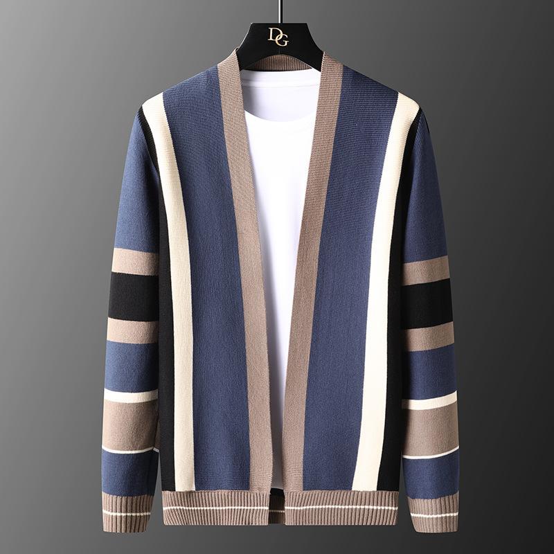 

Hot Sale, Men s Knitted Sweater Jacket Casual Trend Versatile Thin Cardigan Sweater, Men s Jacket 5XL синій