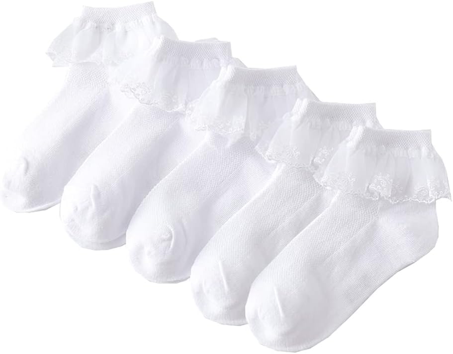 

5 пар носков из хлопка с кружевом и оборками для малышей и девочек 5 pair over 10years