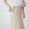 JOYAIYI Linen Cafe-Style Apron with Two Pockets, Natural Linen, Simple, Unisex (Khaki)