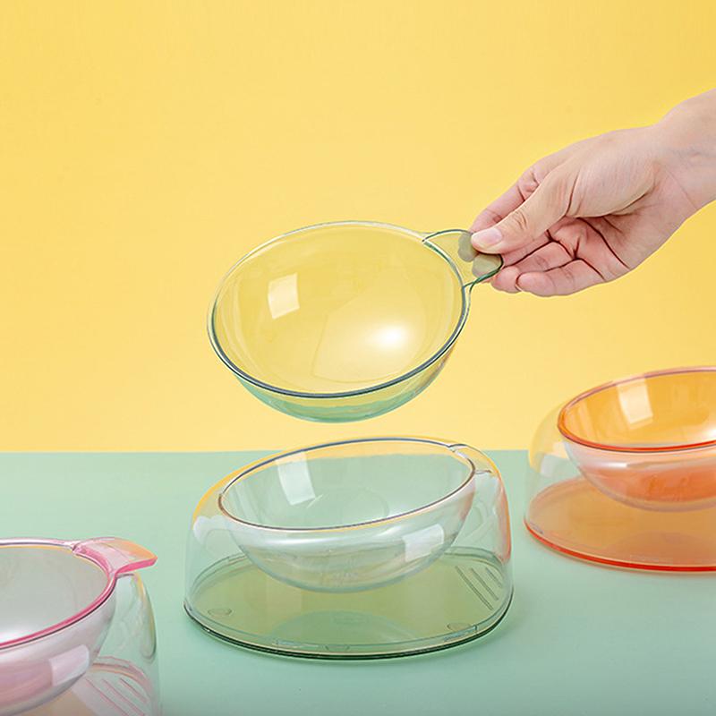 Elevated Cat Bowl Anti-Tip Plastic Raised Pet Feeding Dish With Tilted Edge Neck Protection Kitty Food Bowl