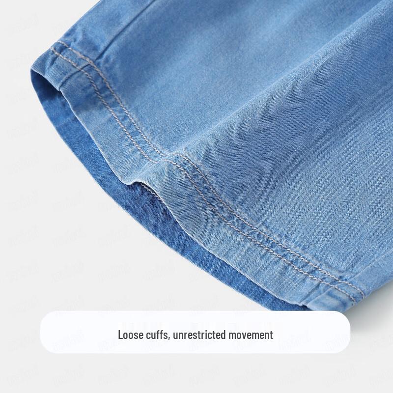 MQDMINI Kids' Tencel Denim Shorts with Gradient Bear