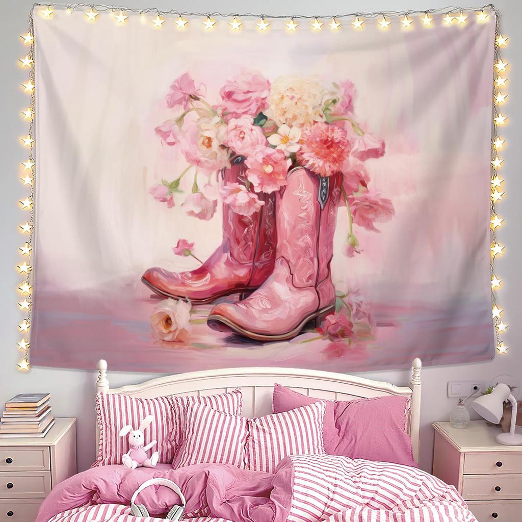 Preppy Pink Cloud Tapestry Wall Hanging, Preppy Room Decor, Pink Clouds Natural Landscape Aesthetic Wall Blanket Decor For Home