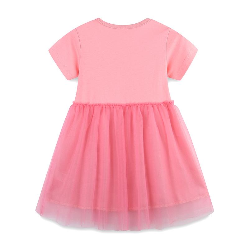 Summer Girls' Mesh Princess Dress - European & American Style with Cartoon Unicorn Embroidery