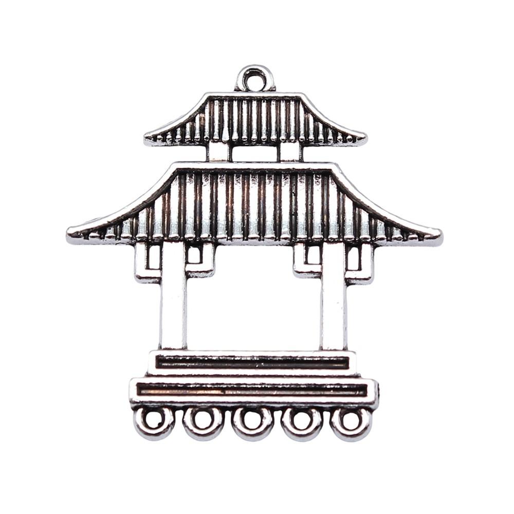 Chinese Pavilion Charm Connectors Character Animal Ethnic Style Findings For DIY Jewelry
