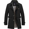 Spring New Men's Windbreaker Fashion Solid Color Long Jacket Coat Casual Loose Button Lapel Long Sleeve Office Commuter Coat