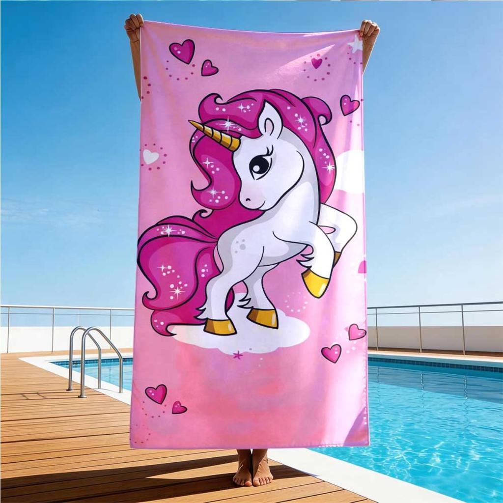 Pink Unicorn Print Towel Lightweight Absorbent for Pool Beach Diving Surfing Camping Summer Essential Gift for Girlfriend Wife