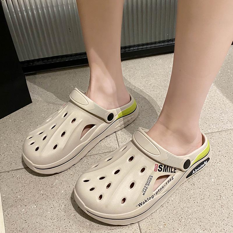 

Сандалии лето новый тренд толстая подошва ощущение наступания пара дырчатые туфли носить путешествия универсальные для ходьбы по воде пляжная обувь 45 серый