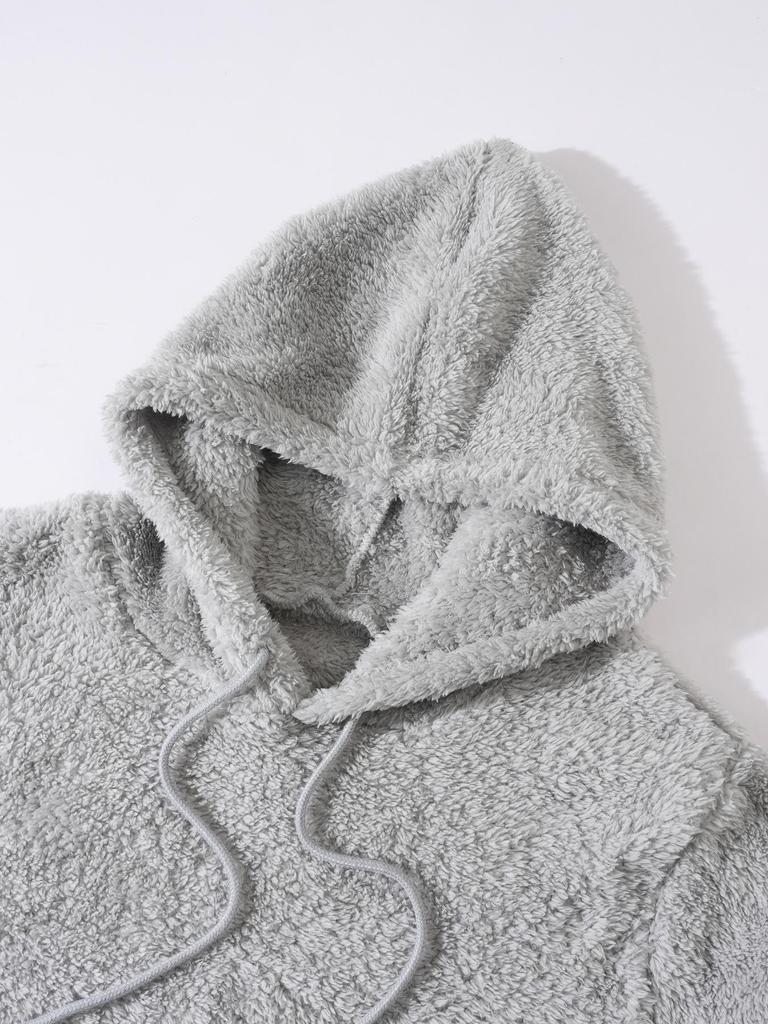 2025 Autumn/Winter European & American Men's Plush Lined Hooded Sweatshirt Jacket