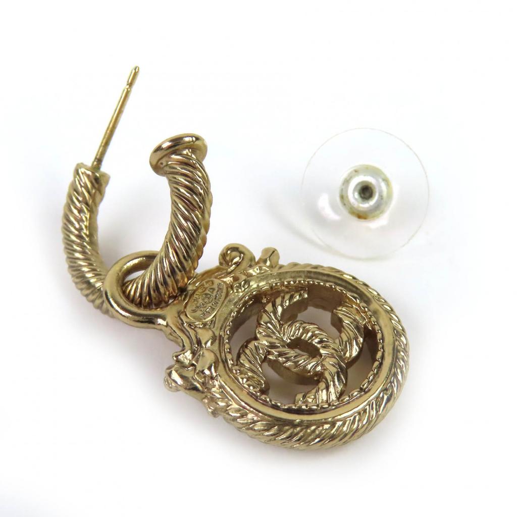 Excellent CHANEL COCO Mark Rope Twist Swing Pierce Accessory (Binaural) gold 05A Used