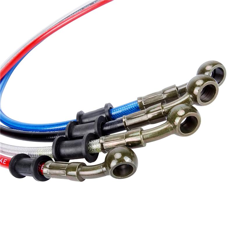 M10 50-120cm Motorcycle Dirt Bike Braided Line Steel Brake Hose Cable Hydraulic Banjo Pipe Universal Fit Racing